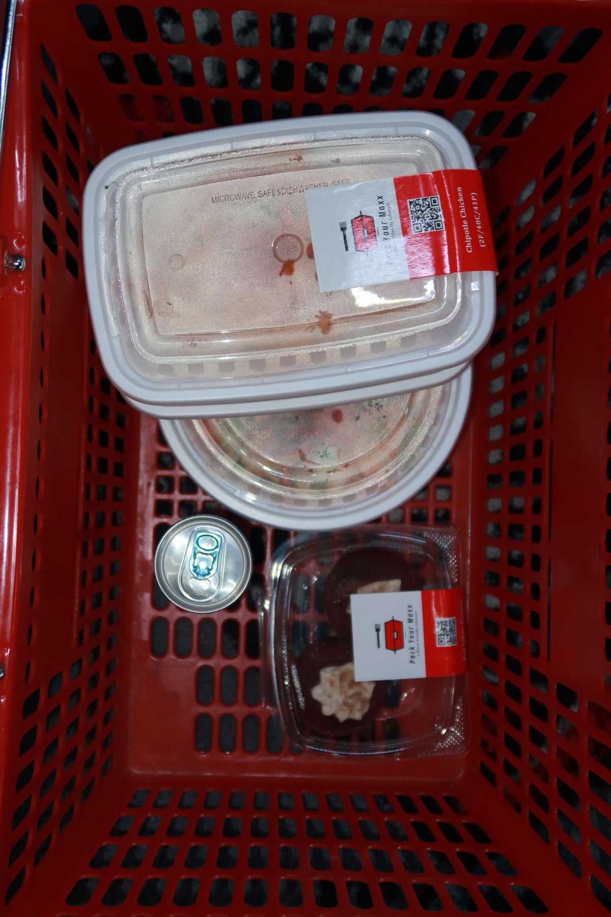 Basket of Pack Your Maxx meals from above
